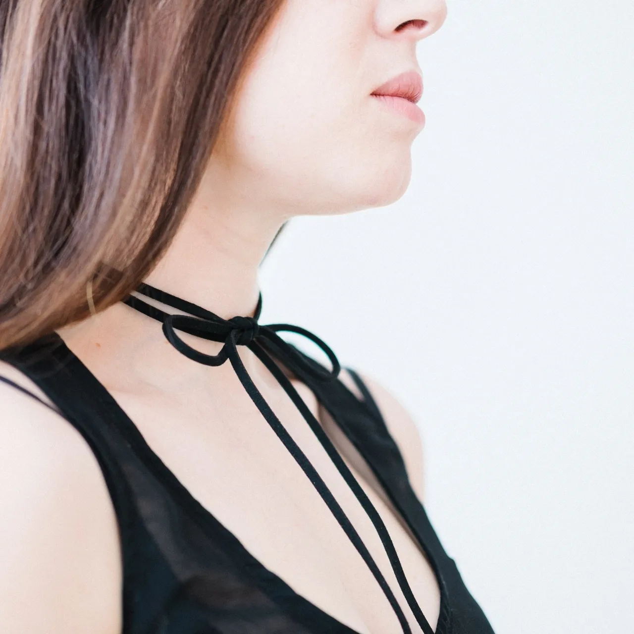 Bağcıklı Siyah Choker